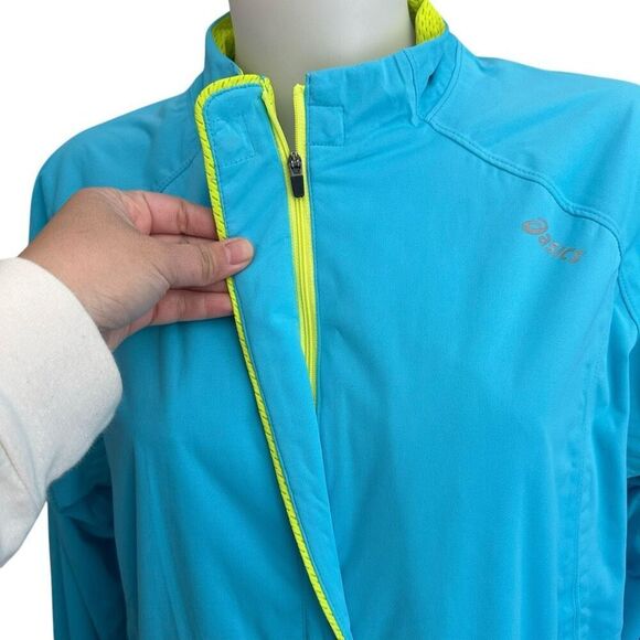 Asics Full Zip Lightweight Windbreaker Jacket Midlength Sky Blue XL Running - Picture 4 of 12